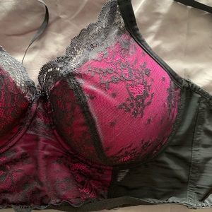 Pour moi longline 34H pink and lace bra